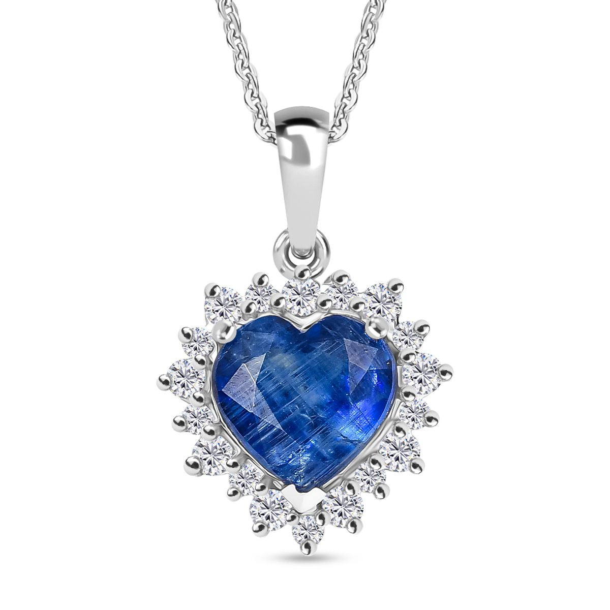 D'Joy AA Natürlicher Kaschmir-Kyanit, Moissanit Schmuckset ca. 50 cm 925 Silber rhodiniert ca. 5,04 ct.