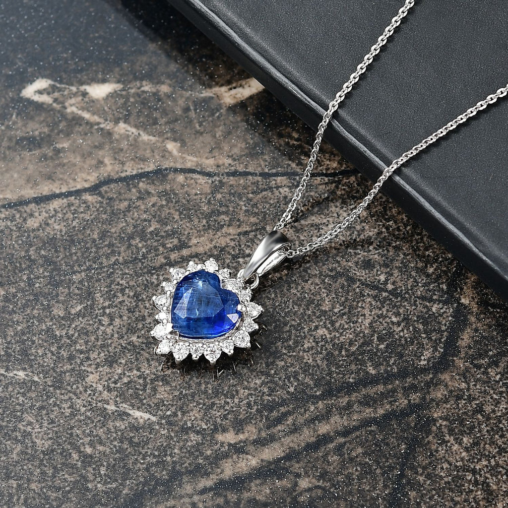 D'Joy AA Natürlicher Kaschmir-Kyanit, Moissanit Schmuckset ca. 50 cm 925 Silber rhodiniert ca. 5,04 ct.