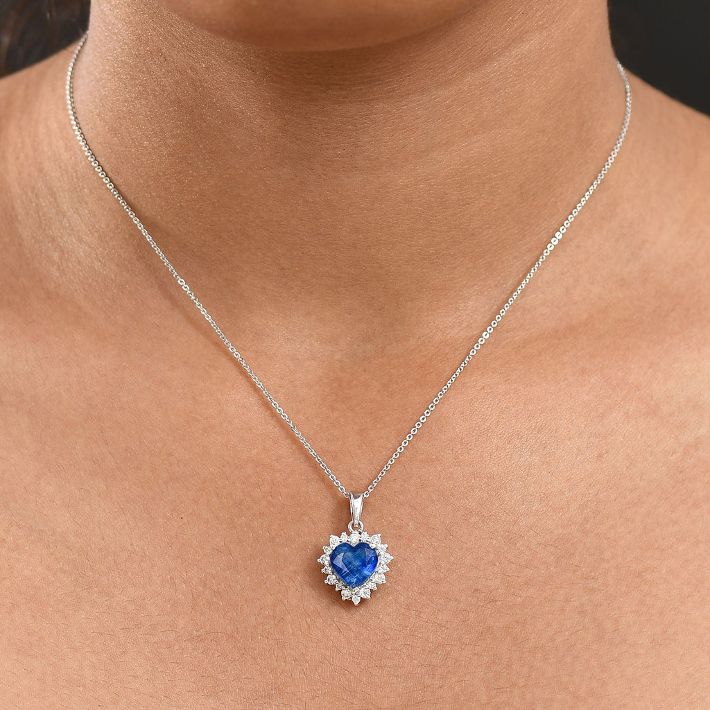 D'Joy AA Natürlicher Kaschmir-Kyanit, Moissanit Schmuckset ca. 50 cm 925 Silber rhodiniert ca. 5,04 ct.