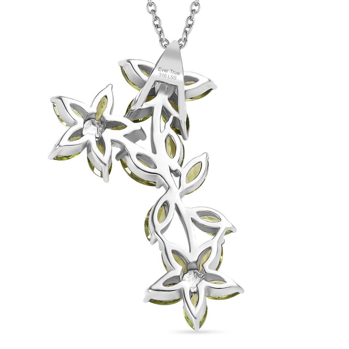 Natürlicher Peridot Anhänger mit Kette, ca. 50 cm 316L Edelstahl ca. 5.24 ct