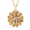 D'Joy AA Blauer Saphir, Mehrfarbig Saphir Schmuckset ca. 50 cm 925 Silber 750 Gelbgold Vermeil ca. 3.44 ct