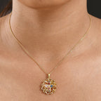 D'Joy AA Blauer Saphir, Mehrfarbig Saphir Schmuckset ca. 50 cm 925 Silber 750 Gelbgold Vermeil ca. 3.44 ct