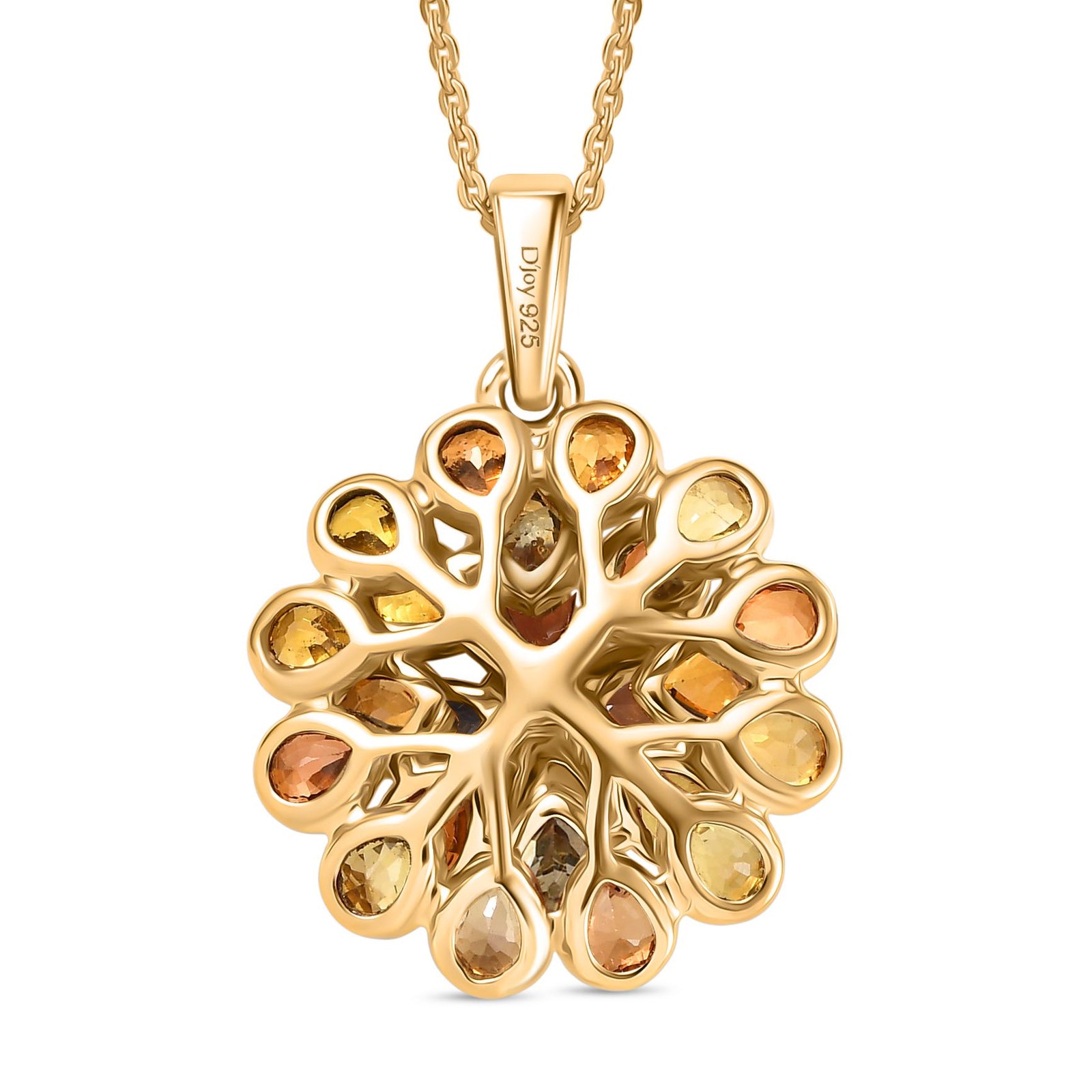 D'Joy AA Blauer Saphir, Mehrfarbig Saphir Schmuckset ca. 50 cm 925 Silber 750 Gelbgold Vermeil ca. 3.44 ct