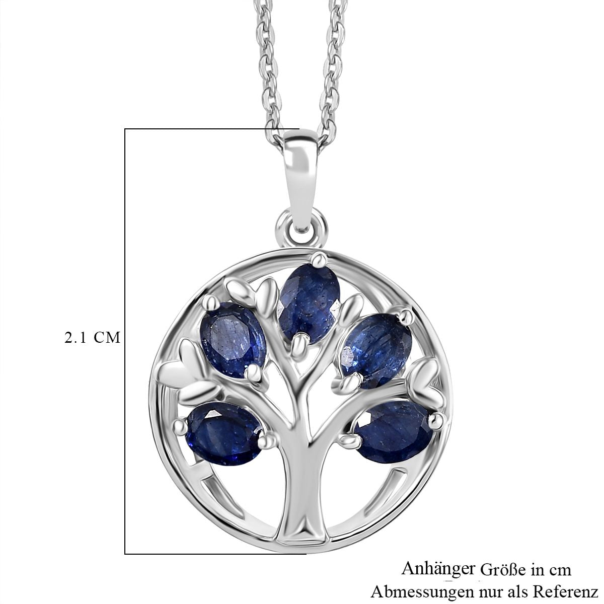D'Joy Masoala Saphir (Fissure gefüllt) Anhänger mit Kette, ca. 50 cm 925 Silber rhodiniert ca. 1.06 ct