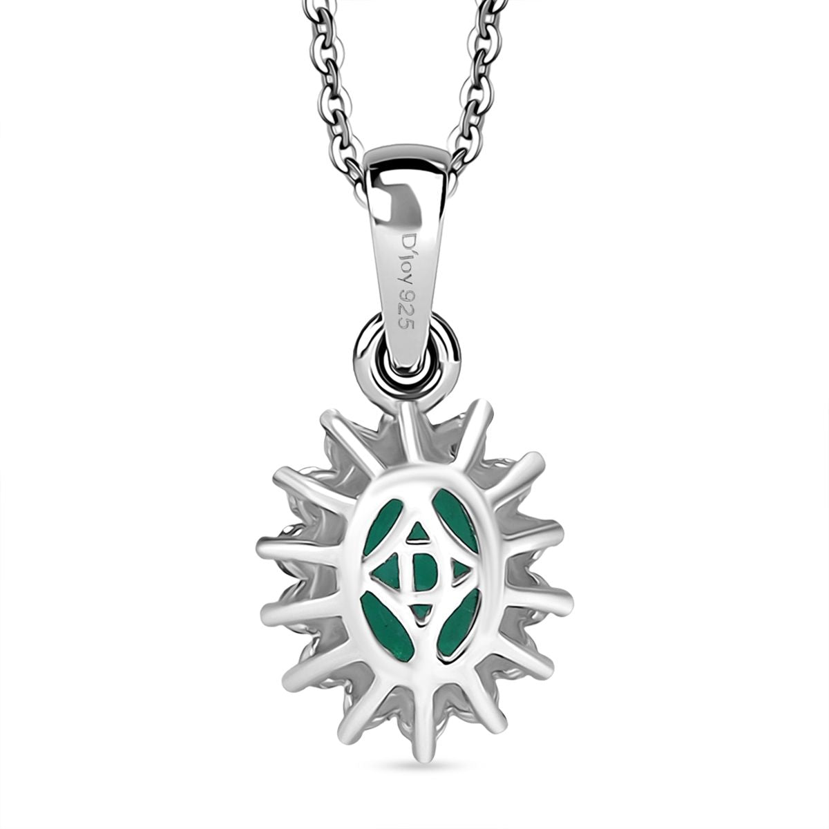 LUXURIANT - AAA Lab Grown Kolumbianischer Smaragd, Moissanit Anhänger mit Kette, ca. 50 cm 925 Silber rhodiniert ca. 0.90 ct