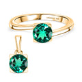 LUXURIANT AAA Labor kolumbianisches Smaragd Schmuckset, 925 Silber 750 Gelbgold Vermeil - 2,70 ct.