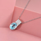 D'Joy AA Blauer Zirkon, Moissanit Schmuckset ca. 50 cm 925 Silber rhodiniert ca. 2,24 ct.