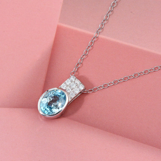 D'Joy AA Blauer Zirkon, Moissanit Schmuckset ca. 50 cm 925 Silber rhodiniert ca. 2,24 ct.