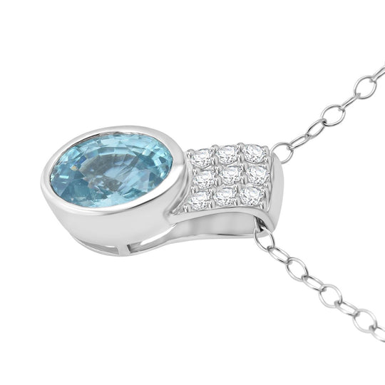 D'Joy AA Blauer Zirkon, Moissanit Schmuckset ca. 50 cm 925 Silber rhodiniert ca. 2,24 ct.
