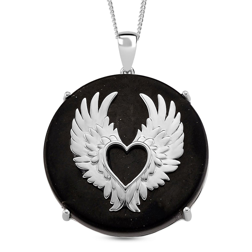 D'Joy Shungit Anhänger mit Kette, ca. 45 cm 925 Silber rhodiniert ca. 35,98 ct