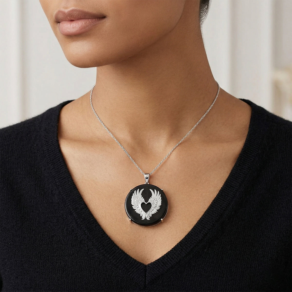 D'Joy Shungit Anhänger mit Kette, ca. 45 cm 925 Silber rhodiniert ca. 35,98 ct