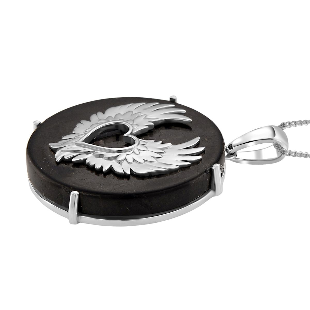 D'Joy Shungit Anhänger mit Kette, ca. 45 cm 925 Silber rhodiniert ca. 35,98 ct