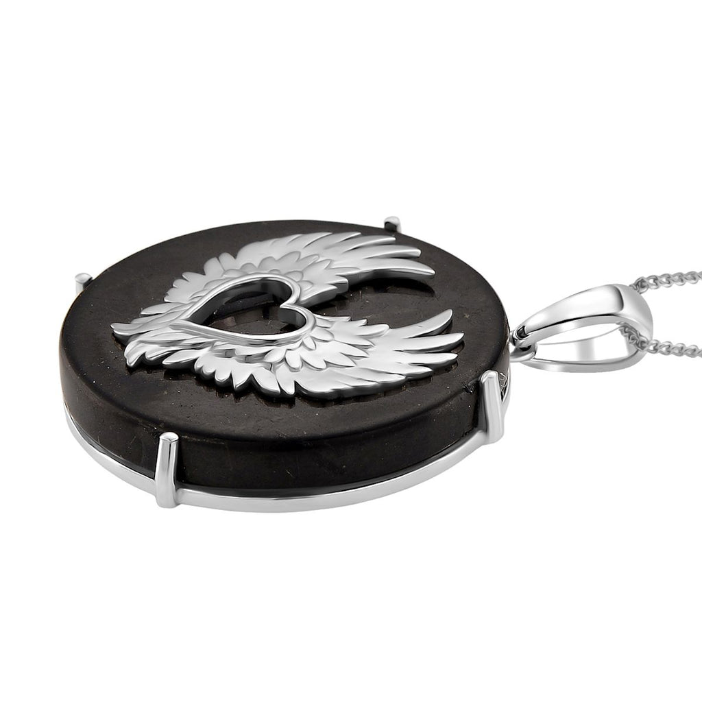 D'Joy Shungit Anhänger mit Kette, ca. 45 cm 925 Silber rhodiniert ca. 35,98 ct