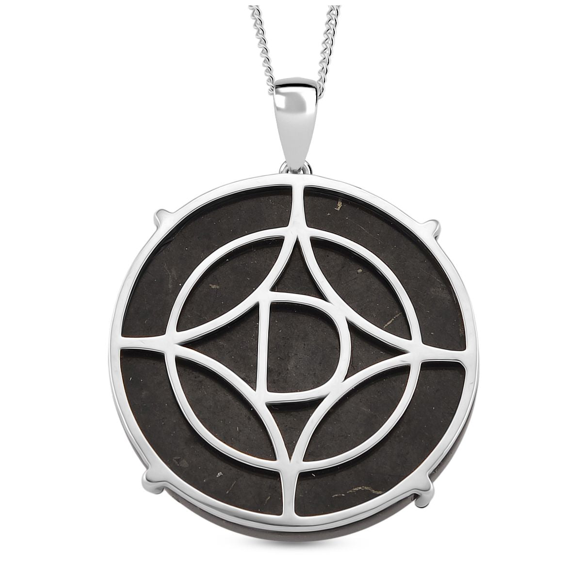 D'Joy Shungit Anhänger mit Kette, ca. 45 cm 925 Silber rhodiniert ca. 35,98 ct