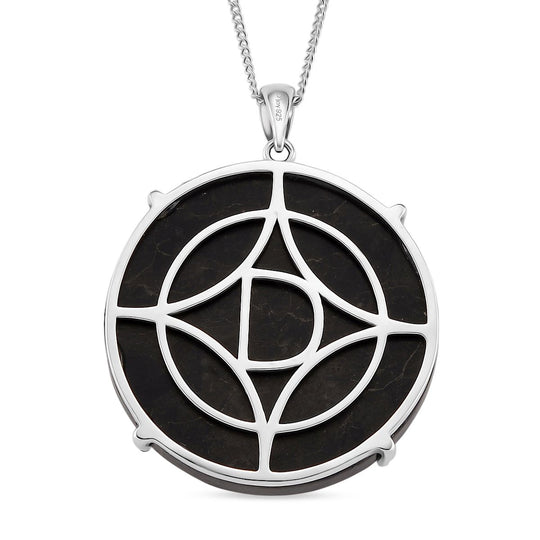 D'Joy Shungit Anhänger mit Kette, ca. 45 cm 925 Silber rhodiniert ca. 36,00 ct