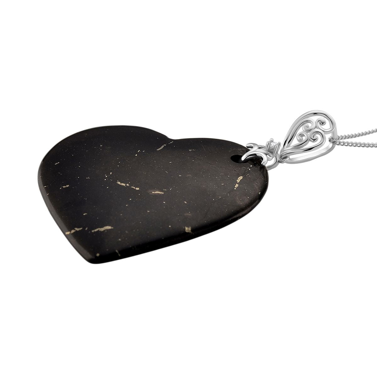 D'Joy Shungit, Weißer Zirkon Schmuckset ca. 45 cm 925 Silber rhodiniert ca. 66,10 ct.