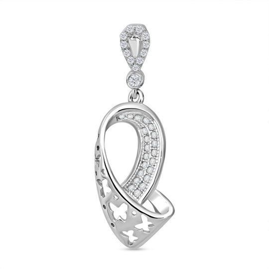 LUSTRO STELLA - Weißer Zirkonia Ohrringe und Anhänger, 925 Silber rhodiniert