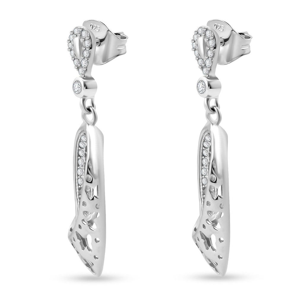 LUSTRO STELLA - Weißer Zirkonia Ohrringe und Anhänger, 925 Silber rhodiniert