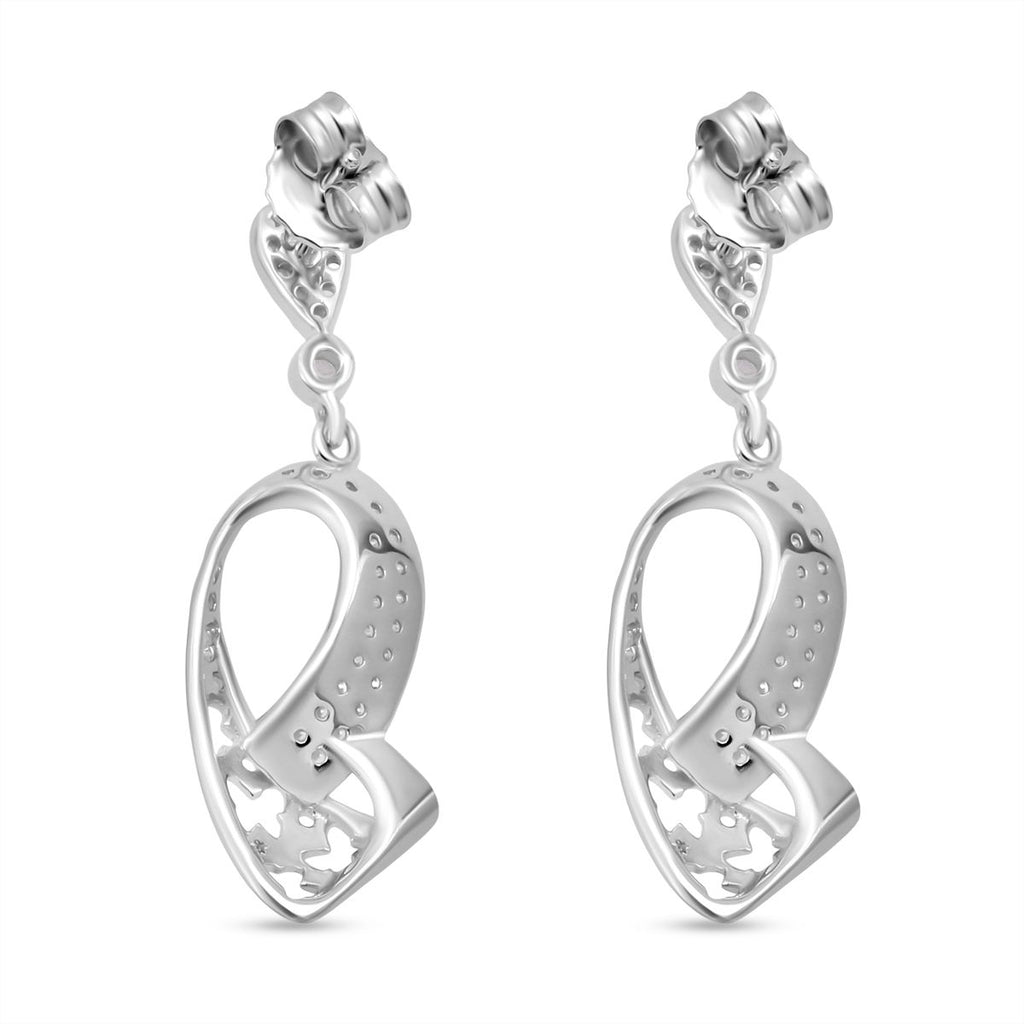 LUSTRO STELLA - Weißer Zirkonia Ohrringe und Anhänger, 925 Silber rhodiniert