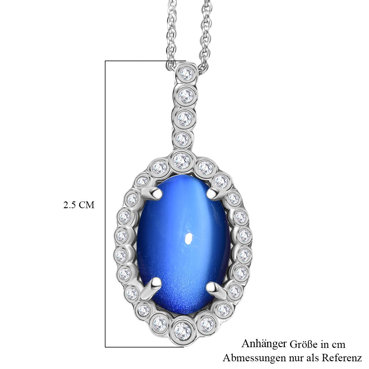 D'Joy Aurora Mondstein, Weißer Zirkon Anhänger mit Kette, ca. 50 cm 925 Silber rhodiniert ca. 4.18 ct