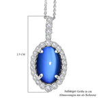 D'Joy Aurora Mondstein, Weißer Zirkon Anhänger mit Kette, ca. 50 cm 925 Silber rhodiniert ca. 4.18 ct