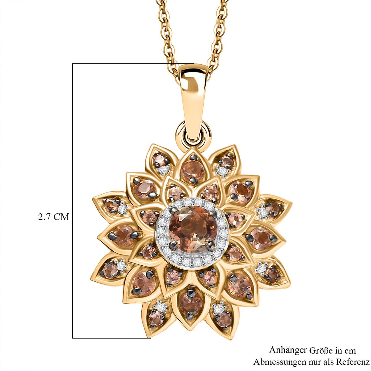 D'Joy AA Andalusit Schmuckset ca. 50 cm 925 Silber 750 Gelbgold Vermeil ca. 1,20 ct.