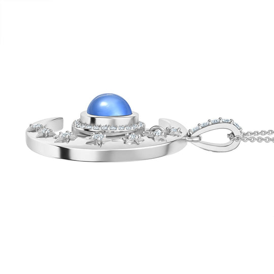D'Joy Aurora Mondstein, Weißer Zirkon Schmuckset ca. 50 cm 925 Silber rhodiniert ca. 2.86 ct