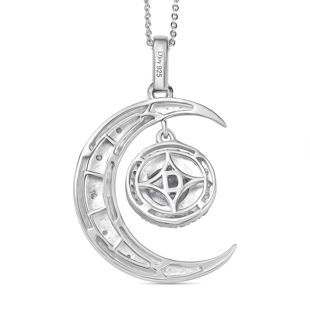 D'Joy Aurora Mondstein, Weißer Zirkon Schmuckset ca. 50 cm 925 Silber rhodiniert ca. 2.86 ct