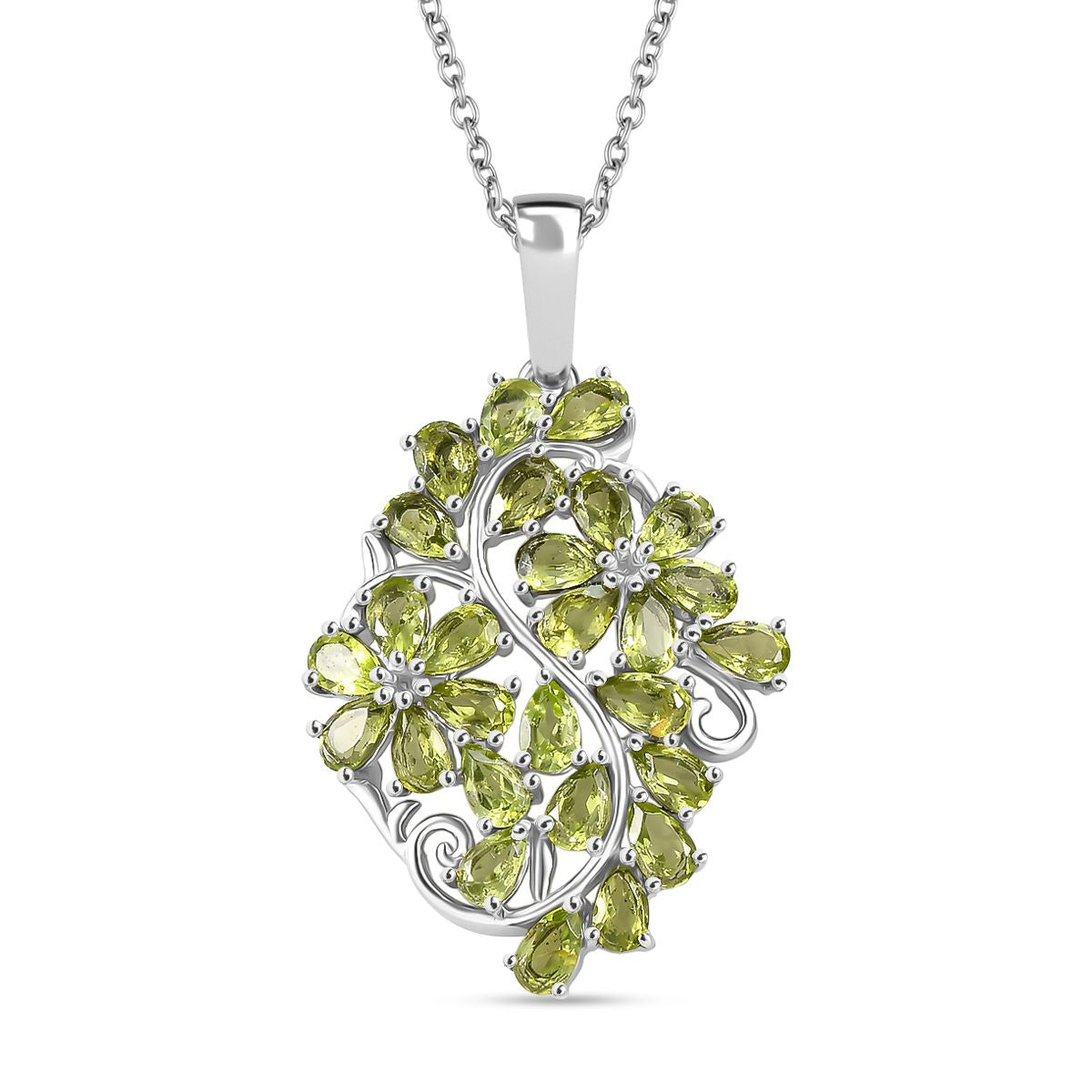 Natürlicher Peridot Anhänger mit Kette, ca. 50 cm 316L Edelstahl ca. 6.18 ct