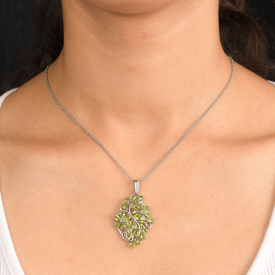 Natürlicher Peridot Anhänger mit Kette, ca. 50 cm 316L Edelstahl ca. 6.18 ct