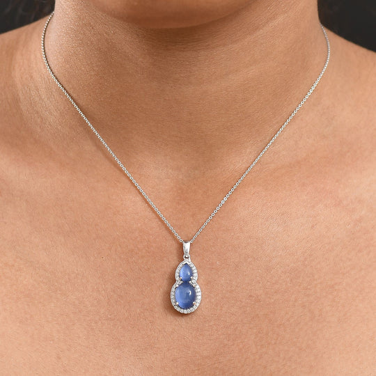D'Joy Aurora Mondstein Anhänger mit Kette, ca. 50 cm 925 Silber rhodiniert ca. 4.22 ct
