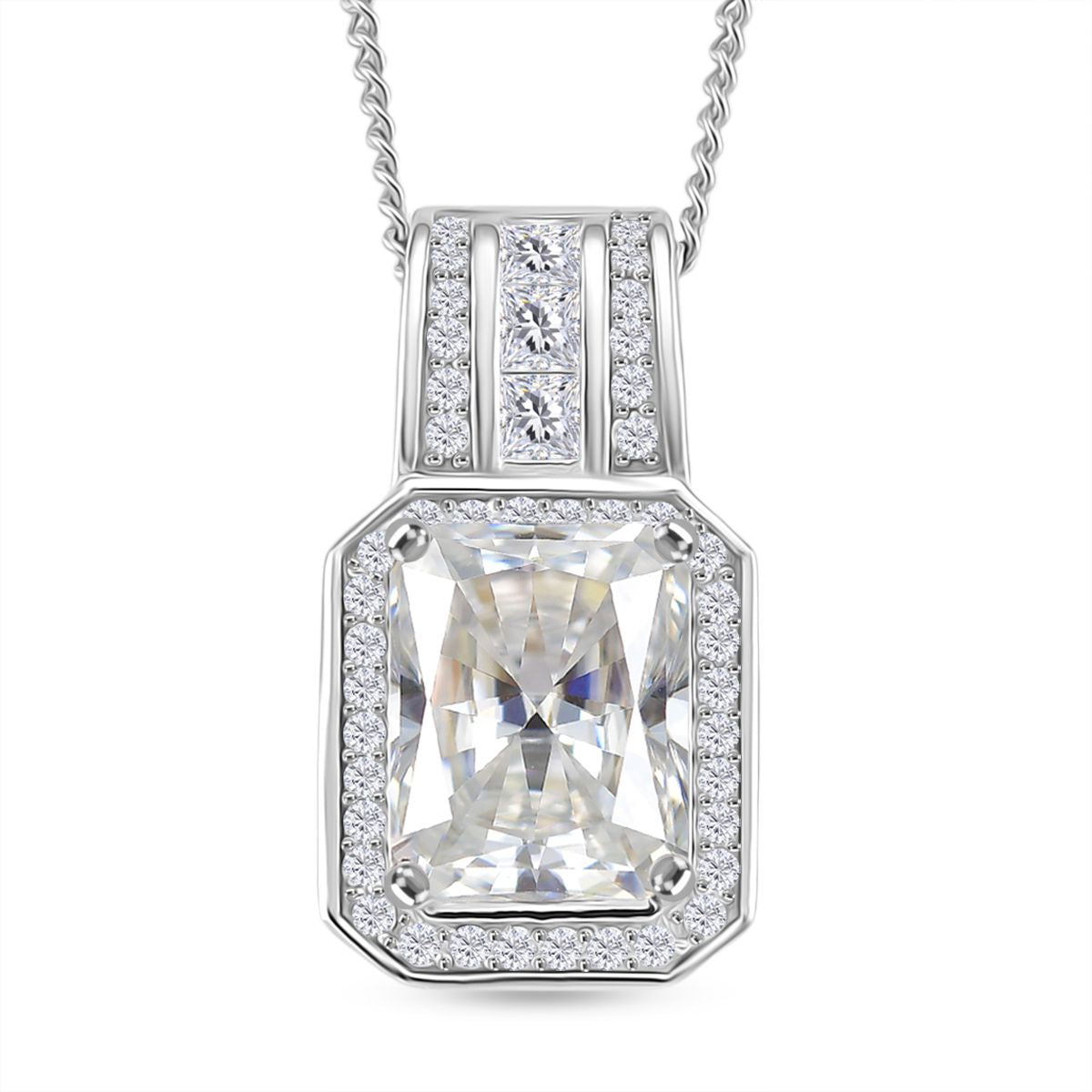 RADIANTA GRA zertifiziert Moissanit (D-VVS) Schmuckset ca. 45 cm 925 Silber rhodiniert ca. 2.82 ct