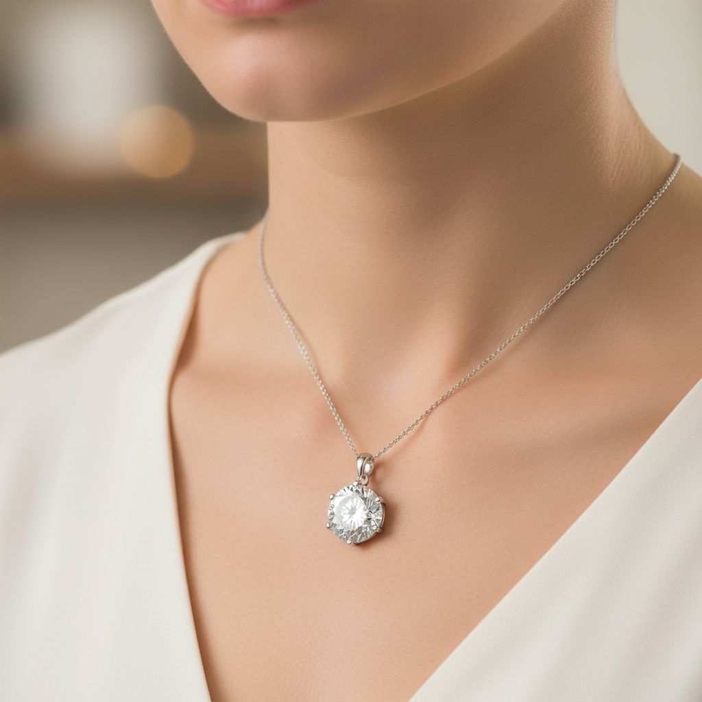 RADIANTA GRA zertifiziert 120 Facetten Moissanit (D-VVS) Schmuckset ca. 45 cm 925 Silber rhodiniert ca. 11.10 ct