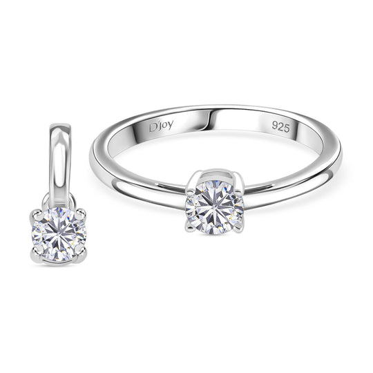 D'Joy GRA zertifiziert Moissanit Schmuckset 925 Silber vergoldet (Größe 18) ca. 2.00 ct