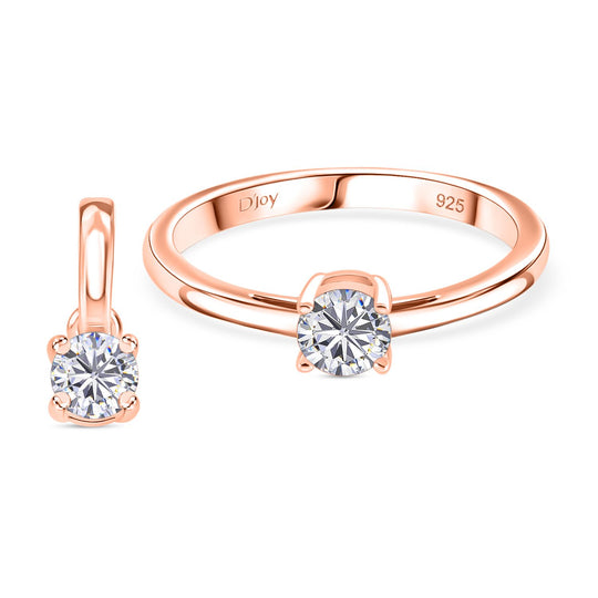 D'Joy GRA zertifiziert Moissanit Schmuckset 925 Silber vergoldet (Größe 18) ca. 2.00 ct