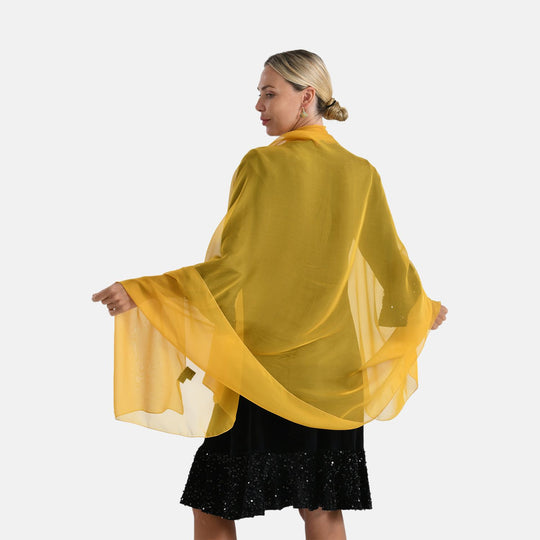 LA MAREY Signature Set mit Seidenschal und Seidentropfen-Ohrringen, 100% Maulbeerseide, 65 x 170 cm, Orange