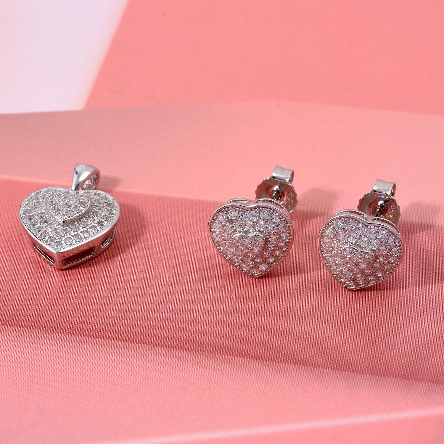 Lustro Stella Weißer Zirkonia Schmuckset 925 Silber rhodiniert