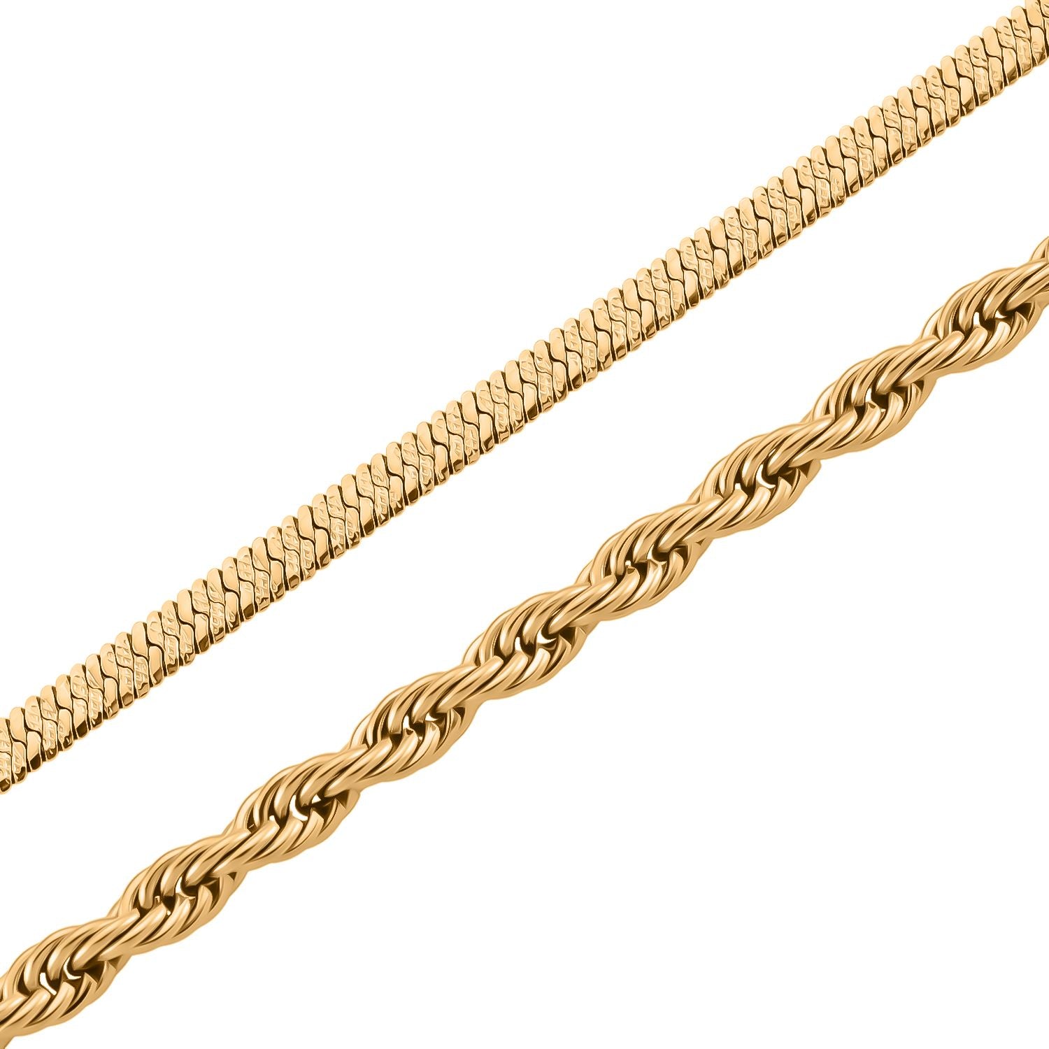 2er Set Halskette, ca. 50 cm mit 5 cm extender, Reiner Edelstahl, Goldfarben