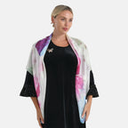LA MAREY Signature - Seiden-Foulard aus 100% Maulbeerseide und Schmetterling-Seidenbrokat-Brosche, 110x110 cm, Mehrfarbig