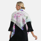 LA MAREY Signature - Seiden-Foulard aus 100% Maulbeerseide und Schmetterling-Seidenbrokat-Brosche, 110x110 cm, Mehrfarbig