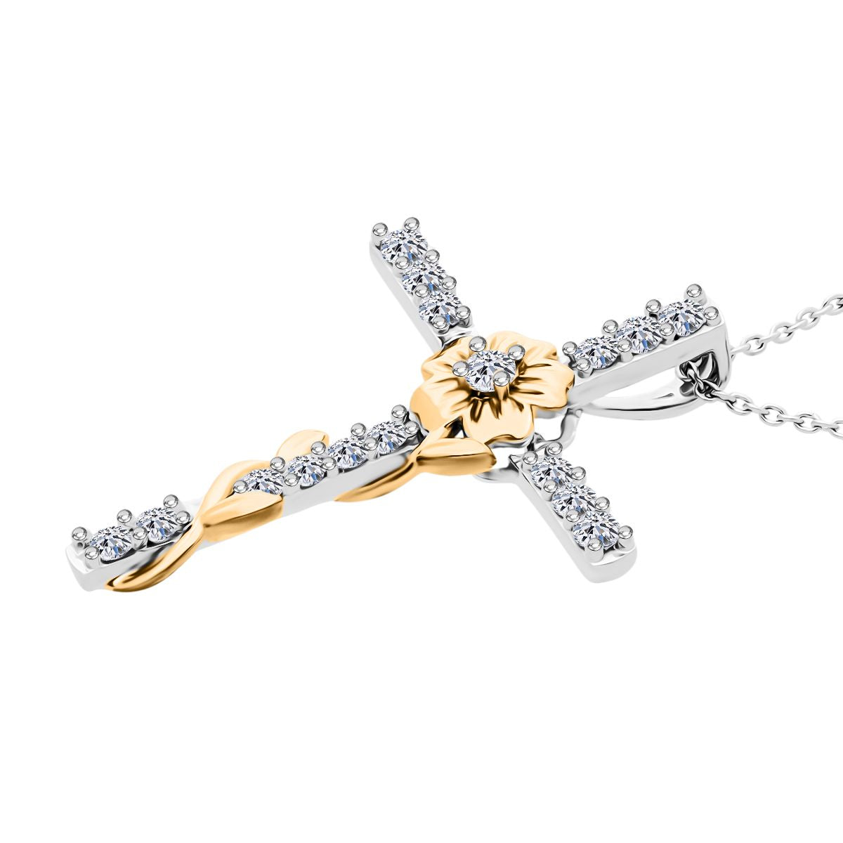 LUXURIANT DIAMOND - Lab Grown Diamant SI-GH Anhänge mit Kette ca. 50 cm 925 Silber Rhodiniert und 750 Gelbgold Vermeil ca. 0.50 ct