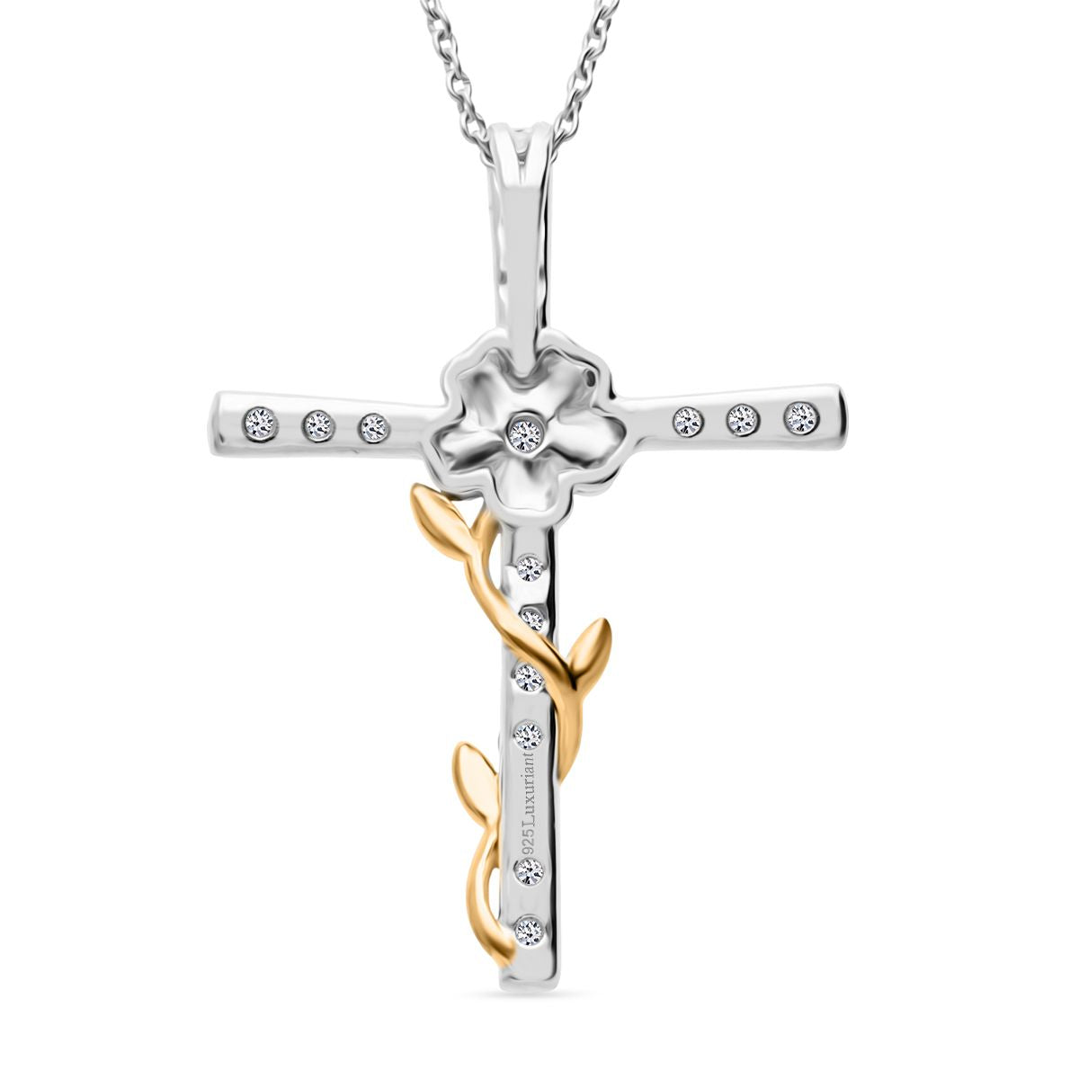 LUXURIANT DIAMOND - Lab Grown Diamant SI-GH Anhänge mit Kette ca. 50 cm 925 Silber Rhodiniert und 750 Gelbgold Vermeil ca. 0.50 ct