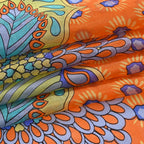 LA MAREY Signature - Seiden-Foulard aus 100% Maulbeerseide und Schmetterling-Seidenbrokat-Brosche, 110x110 cm, Safranorange