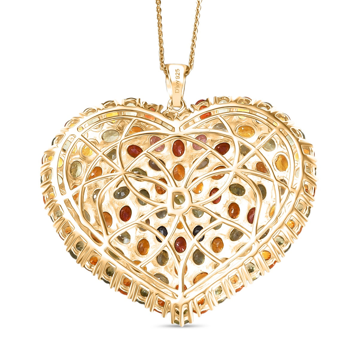 D'Joy Mehrfarbig Saphir Schmuckset ca. 50 cm 925 Silber 750 Gelbgold Vermeil ca. 24,48 ct.