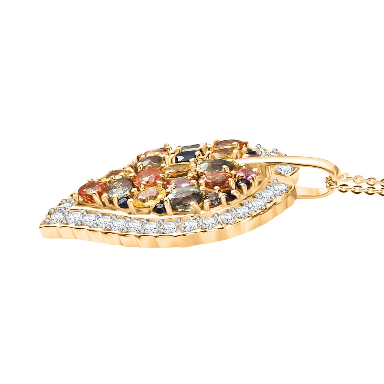 D'Joy Mehrfarbig Saphir, Blauer Saphir Schmuckset ca. 50 cm 925 Silber 750 Gelbgold Vermeil ca. 5.84 ct