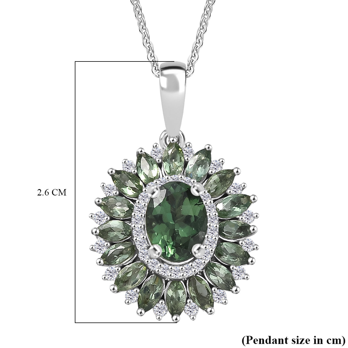 AA Grüner Apatit Schmuckset ca. 50 cm 925 Silber Rhodiniert ca. 2,91 ct.