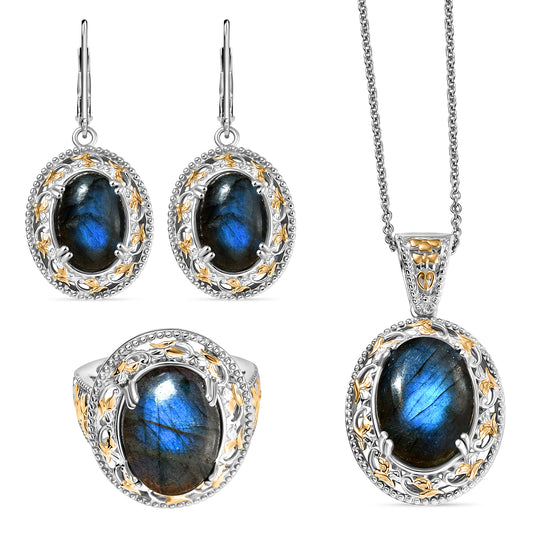 EVER TRUE Blaues Türkis Schmuckset ca. 50 cm (Größe 21) ca. 33,97 ct.