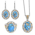 EVER TRUE Blaues Türkis Schmuckset ca. 50 cm (Größe 16) ca. 33,97 ct.