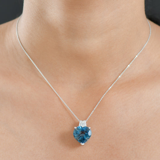 D'Joy London Blau Topas, Moissanit Schmuckset ca. 50 cm 925 Silber rhodiniert ca. 12,66 ct.