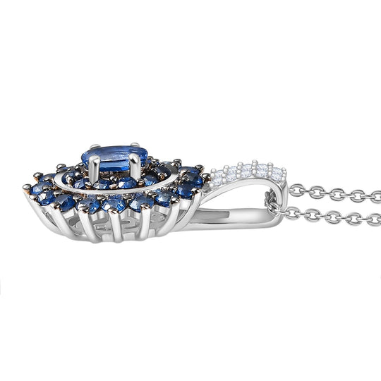 D'Joy AA Ceylon-Saphir Schmuckset ca. 50 cm 925 Silber rhodiniert ca. 1.13 ct